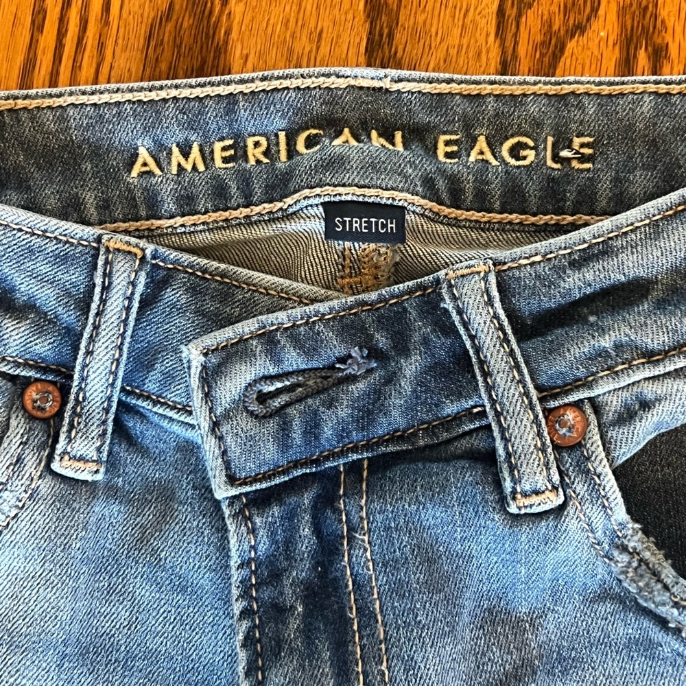 American Eagle Super High Rise Baggy Wide Leg Jeans- Size 00 Long - Picture 6 of 11